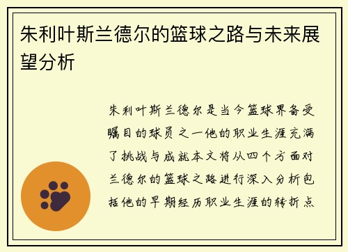 朱利叶斯兰德尔的篮球之路与未来展望分析